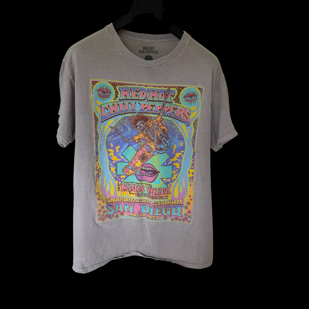 Red Hot Chili Peppers San Diego 2023 Concert T-Shirt Gray Mens Large